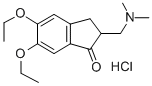 5,6-Diethoxy-2-((dimethylamino)methyl)-2,3-dihydro-1H-inden-1-one hydr ochloride Struktur