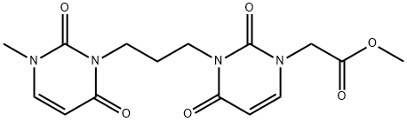 1(2H)-Pyrimidineacetic acid, 3-(3-(3,6-dihydro-3-methyl-2,6-dioxo-1(2H )-pyrimidinyl)propyl)-3,4-dihydro-2,4-dioxo-, methyl ester Struktur