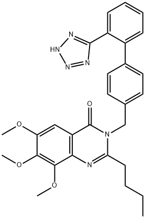 4(3H)-Quinazolinone,  2-butyl-6,7,8-trimethoxy-3-[[2-(1H-tetrazol-5-yl)[1,1-biphenyl]-4-yl]methyl]-  (9CI) Struktur