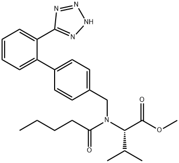 N-[2’-(1H-tetrazol-5-yl)biphenyl-4-yl  methyl]-N-Valeryl-(L)-Valine  methyl  ester Structure