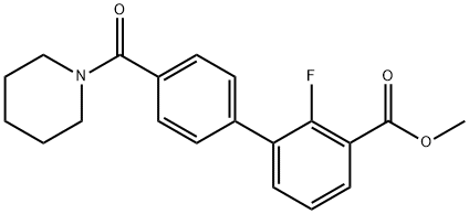 Methyl 2-fluoro-3-[4-(piperidinocarbonyl)phenyl]benzoate Struktur