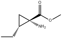 Cyclopropanecarboxylic acid, 1-amino-2-ethyl-, methyl ester, (1S-trans)- (9CI) Struktur