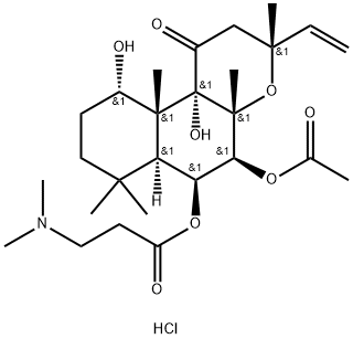 N,N-DIMETHYL-(3R,4AR,5S,6AS,10S,10AR,10BS)-5-(ACETYLOXY)-3-ETHENYLDODECAHYDRO-10,10B-DIHYDROXY-3,4A,7,7,10A-PENTAMETHYL-1-OXO-1H-NAPHTHO[2,1-B]PYRAN-6-YL ESTER B-ALANINE HYDROCHLORIDE Struktur