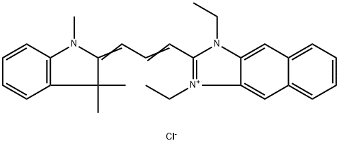 1,3-diethyl-2-(3-(1,3-dihydro-1,3,3-trimethyl-2H-indol-2-ylidene)-1-propenyl)-1H-naphth(2,3-d)imidazolium Struktur