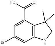 6-bromo-3,3-dimethyl-2,3-dihydro-1H-indole-4-carboxylic acid Struktur