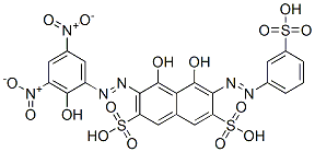 4,5-Dihydroxy-3-[(2-hydroxy-3,5-dinitrophenyl)azo]-6-[(3-sulfophenyl)azo]-2,7-naphthalenedisulfonic acid Struktur