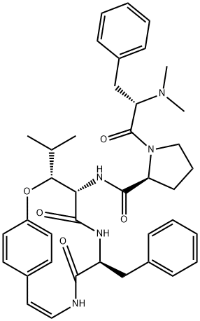 1-(N,N-Dimethyl-L-phenylalanyl)-N-[(3R,4S,7S)-3-isopropyl-5,8-dioxo-7-benzyl-2-oxa-6,9-diazabicyclo[10.2.2]hexadeca-10,12,14(1),15-tetren-4-yl]-L-prolinamide Struktur