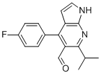 1H-Pyrrolo[2,3-b]pyridine-5-carboxaldehyde, 4-(4-fluorophenyl)-6-(1-methylethyl)- Struktur