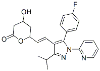 6-(2-(5-(4-fluorophenyl)-3-(1-methylethyl)-1-(2-pyridinyl)-1H-pyrazol-4-yl)ethenyl)tetrahydro-4-hydroxy-2H-pyran-2-one Struktur