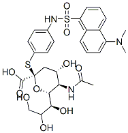 (2S,4S,5R,6R)-5-acetamido-2-[4-[(5-dimethylaminonaphthalen-1-yl)sulfon ylamino]phenyl]sulfanyl-4-hydroxy-6-[(1S,2R)-1,2,3-trihydroxypropyl]ox ane-2-carboxylic acid Struktur