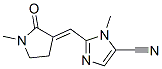 3-methyl-2-[(Z)-(1-methyl-2-oxo-pyrrolidin-3-ylidene)methyl]imidazole- 4-carbonitrile Struktur