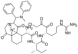 alpha-(1,7-diaza-5-(alpha-(phenylmethylamino)phenylmethyl)-2,6-dioxobicyclo(5.4.0)undecan-8-yl)glycyl-isoleucyl-argininyl chloromethyl ketone Struktur