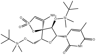 (2',5'-bis-O-(tert-butyldimethylsilyl)-beta-ribofuranosyl)-3'-spiro-5''-(4''-amino-1'',2''-oxathiole-2'',2''-dioxide)thymine Struktur