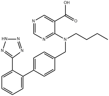 4-[BUTYL([2'-(1H-TETRAZOL-5-YL)[1,1'-BIPHENYL]-4-YL]METHYL)AMINO]-5-PYRIMIDINECARBOXYLIC ACID Struktur