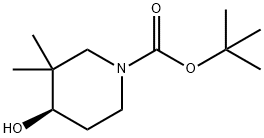 1-Piperidinecarboxylic acid, 4-hydroxy-3,3-dimethyl-, 1,1-dimethylethyl ester, (4R)- Struktur