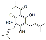 3,5,6-trihydroxy-4,6-bis(3-methylbut-2-enyl)-2-(2-methylpropanoyl)cyclohexa-2,4-dien-1-one Struktur