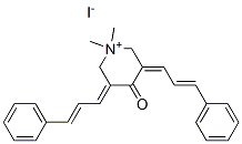 1,1-Dimethyl-4-oxo-3,5-bis(3-phenyl-2-propenylidene)piperidinium iodid e Struktur