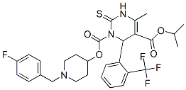 3,6-dihydro-4-methyl-2-thioxo-6-(2-trifluoromethylphenyl)-1,5(2H)-pyrimidinedicarboxylic acid, 1-(1-((4-fluorophenyl)methyl)-4-piperidinyl) 5-(1-methylethyl) ester Struktur