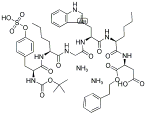 BOC-TYR(SO3H)-NLE-GLY-TRP-NLE-ASP-2-PHENYLETHYL ESTER NH3 Struktur