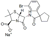 sodium (2S,5R,6R)-6-[[1-(3-bromophenyl)cyclopentanecarbonyl]amino]-3,3 -dimethyl-7-oxo-4-thia-1-azabicyclo[3.2.0]heptane-2-carboxylate Struktur