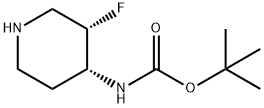 tert-butyl N-[(3S,4R)-3-fluoropiperidin-4-yl]carbamate Struktur