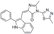 (5Z)-2-methyl-3-(5-methyl-1,3,4-thiadiazol-2-yl)-5-[(2-phenyl-1H-indol -3-yl)methylidene]imidazol-4-one Struktur