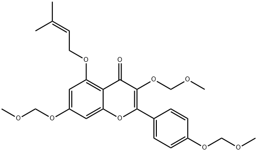 5-O-(3-Methyl-2-butenyl) KaeMpferol Tri-O-MethoxyMethyl Ether Struktur