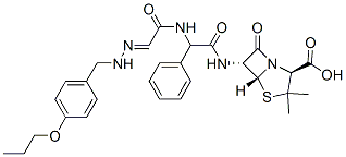 (2S,5R,6R)-3,3-dimethyl-7-oxo-6-[[2-phenyl-2-[[(2E)-2-[(4-propoxybenzo yl)hydrazinylidene]acetyl]amino]acetyl]amino]-4-thia-1-azabicyclo[3.2. 0]heptane-2-carboxylic acid Struktur