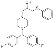 1-(Bis(4-fluorophenyl)methyl)-4-(2-hydroxy-3-phenylthiopropyl)piperazi ne Struktur