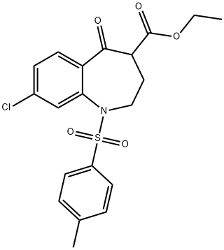 8-Chloro-2,3,4,5-tetrahydro-1-[(4-methylphenyl)sulfonyl]-5-oxo-1H-1-benzazepine-4-carboxylic acid ethyl ester Struktur