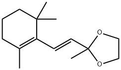 2-Methyl-2-[(E)-2-(2,6,6-trimethyl-1-cyclohexen-1-yl)ethenyl]-1,3-diox olane Struktur