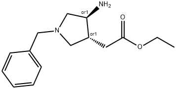 trans-(4-Amino-1-benzylpyrrolidin-3-yl)-acetic acid ethyl ester Struktur