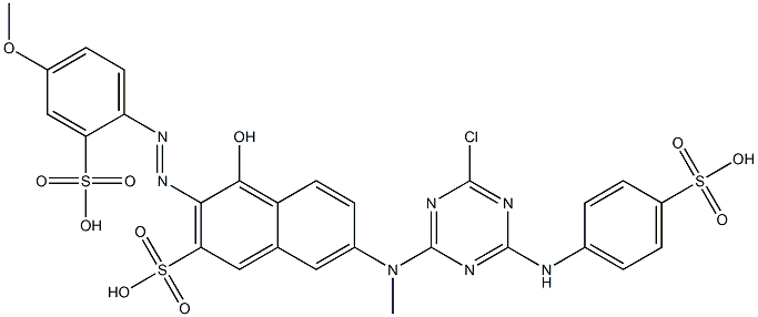 7-[[4-chloro-6-[(4-sulphophenyl)amino]-1,3,5-triazin-2-yl]methylamino]-4-hydroxy-3-[(4-methoxy-2-sulphophenyl)azo]naphthalene-2-sulphonic acid  Struktur