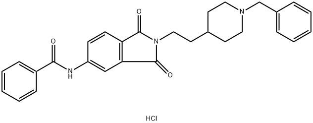 1-benzyl-4-(2-(4-(benzoylamino)phthalimido)ethyl)piperidine Struktur