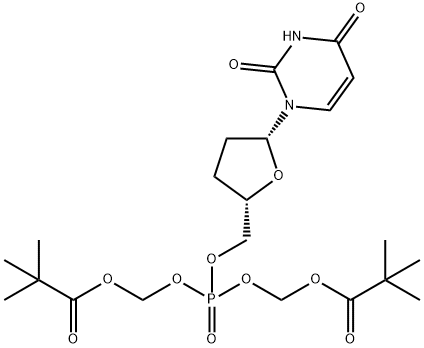 bis(pivaloyloxymethyl) 2',3'dideoxyuridine 5'-monophosphate Struktur