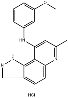 9-((3-methoxyphenyl)amino)-7-methyl-1H-pyrazolo(3,4-f)quinoline Struktur