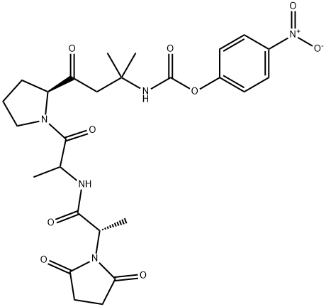 4-nitrophenyl N-(succinyl-alanyl-alanyl-prolylmethyl)-N-isopropylcarbamate Struktur