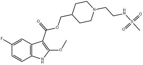 5-FLUORO-2-METHOXY-[1-[2-[(METHYLSULFONYL)AMINO]ETHYL]-4-PIPERIDINYL]-1H-INDOLE-3-METHYLCARBOXYLATE SULFAMATE Struktur