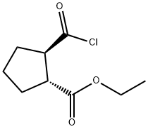 Cyclopentanecarboxylic acid, 2-(chlorocarbonyl)-, ethyl ester, trans- (9CI) Struktur