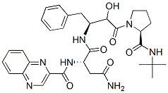 (2S,3S)-3-[N-(Quinoxaline-2-carbonyl)-L-asparaginyl]amino-2-hydroxy-4- phenylbutanoyl-L-proline, tert-butylamide Struktur