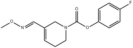 1(2H)-Pyridinecarboxylic acid, 3,6-dihydro-5-((methoxyimino)methyl)-,  4-fluorophenyl ester, (E)- Struktur