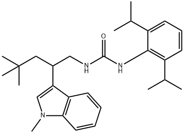 1-[4,4-dimethyl-2-(1-methylindol-3-yl)pentyl]-3-(2,6-dipropan-2-ylphen yl)urea Struktur