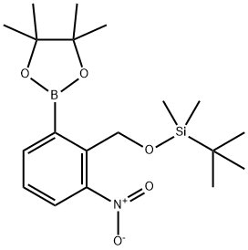 tert-butyldiMethyl(2-nitro-6-(4,4,5,5-tetraMethyl-1,3,2-dioxaborolan-2-yl)benzyloxy)silane Struktur