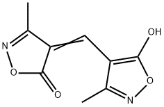 4-[(5-hydroxy-3-methylisoxazol-4-yl)methylene]-3-methyl-(4H)isoxazol-5-one  Struktur