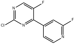 Pyrimidine, 2-chloro-5-fluoro-4-(2-fluoro-4-pyridinyl)- Struktur