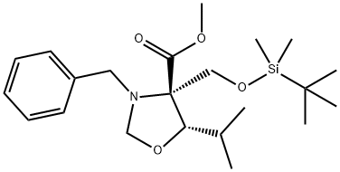 (4R,5S)-3-N-Benzyl-4-(t-butyldimethylsilyloxymethyl)-5-isopropyloxazoladine-4-carboxylic Acid, Methyl Ester Struktur