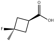 trans-3-fluoro-3-methylcyclobutane-1-carboxylic acid Struktur