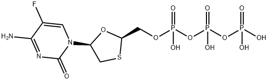 [[[(2R,5S)-5-(4-amino-5-fluoro-2,6-dioxo-3H-pyrimidin-1-yl)-1,3-oxathi olan-2-yl]methyl-hydroxy-phosphoryl]oxy-hydroxy-phosphoryl]oxyphosphon ic acid Struktur