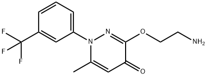 3-(2-aminoethoxy)-6-methyl-1-[3-(trifluoromethyl)phenyl]pyridazin-4-on e Struktur