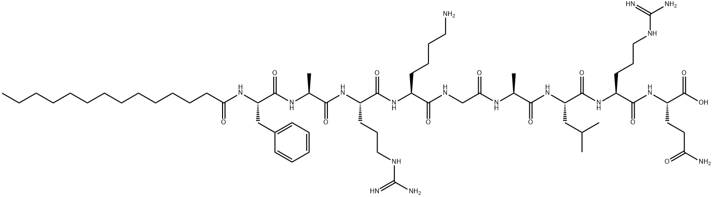 MYRISTOYL-PHE-ALA-ARG-LYS-GLY-ALA-LEU-ARG-GLN-OH Struktur